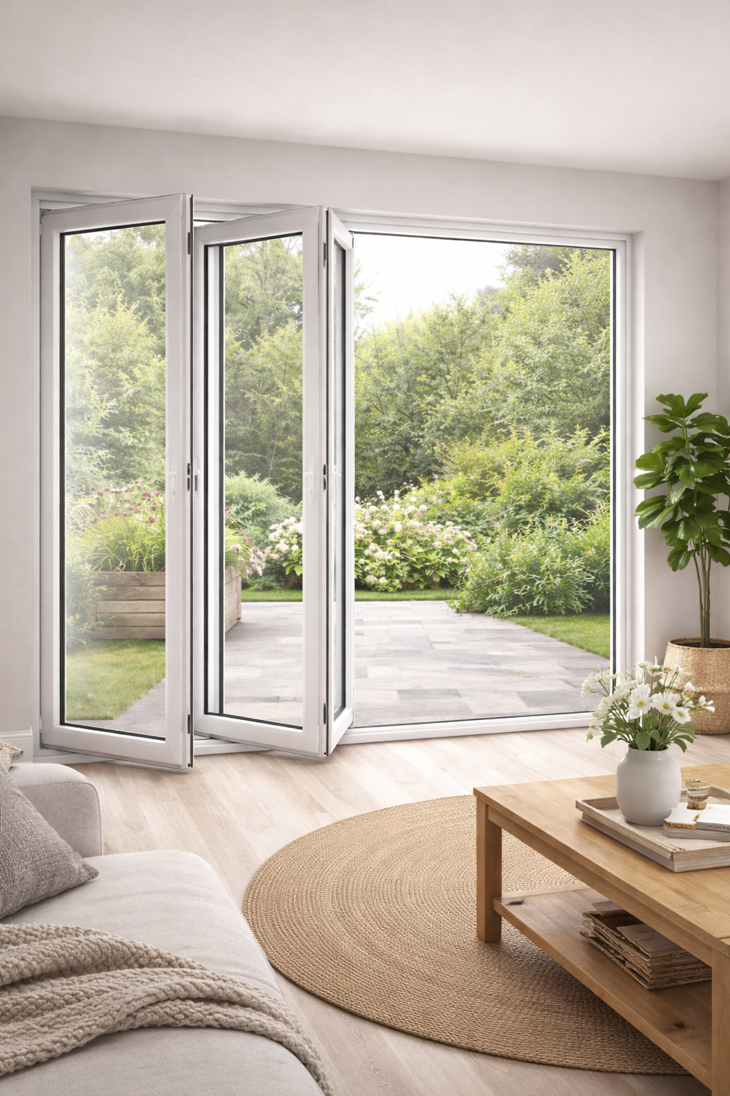 Upvc bi-fold door with 3 panels
